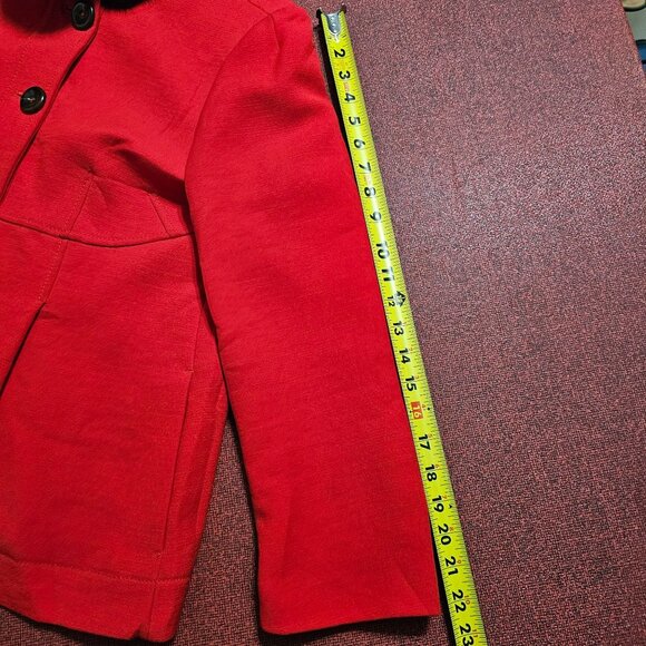 VTG R.E.D. Valentino Womens Red Wool Jacket Sz 12 Real Mink Fur Collar‎ Designer - Picture 9 of 14
